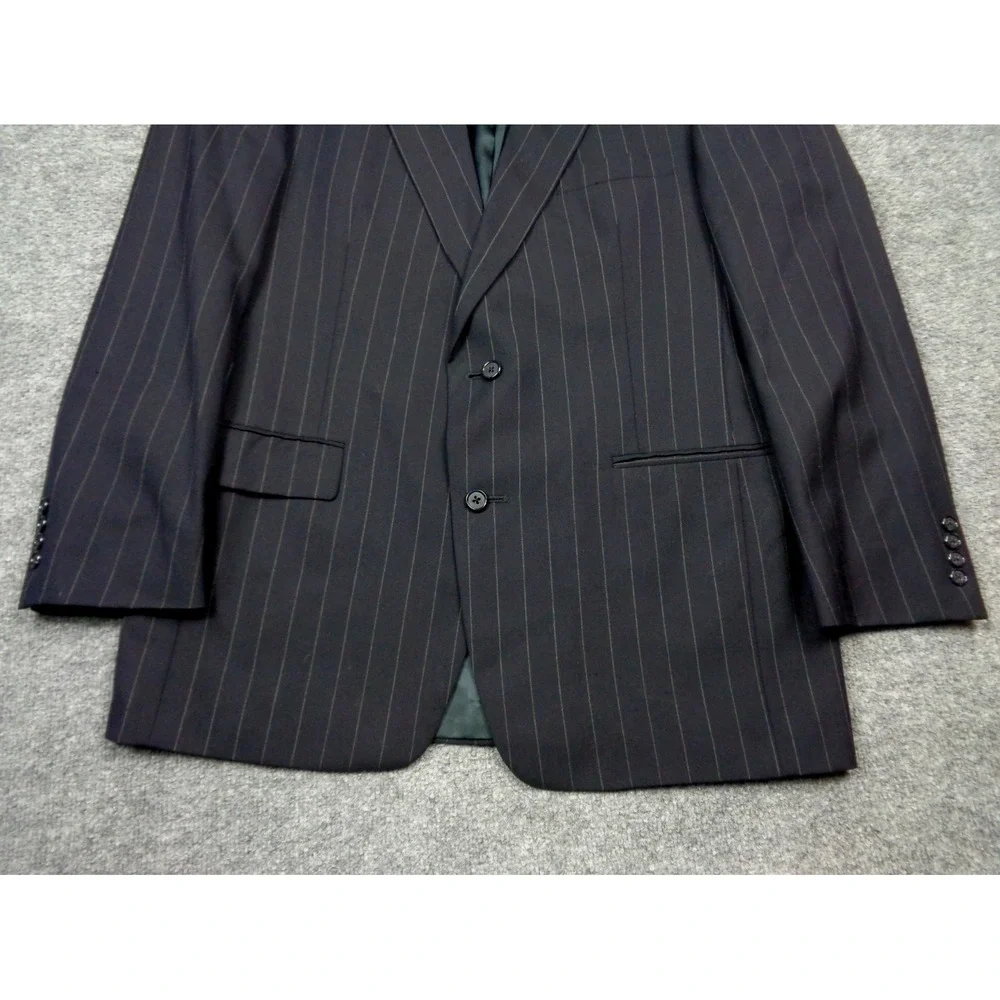 Burberry Virgin Wool Navy Blazer Size 42R Mens Jacket Pinstripe